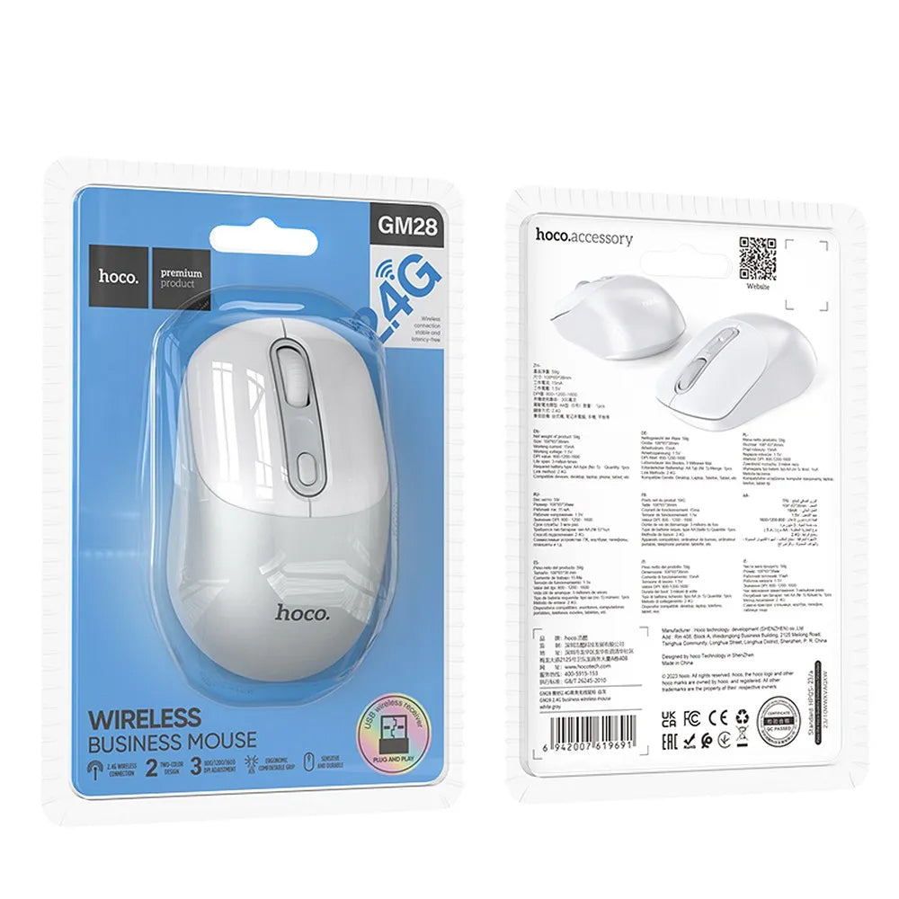 Draadloze Muis HOCO GM28, 1600DPI, Wit