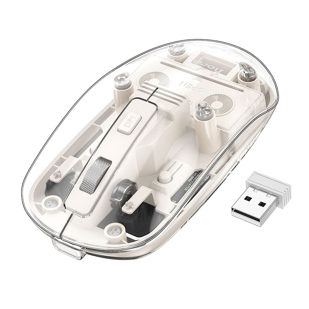 Draadloze Muis HOCO GM29, 1600DPI, BT / Wi-Fi, Wit