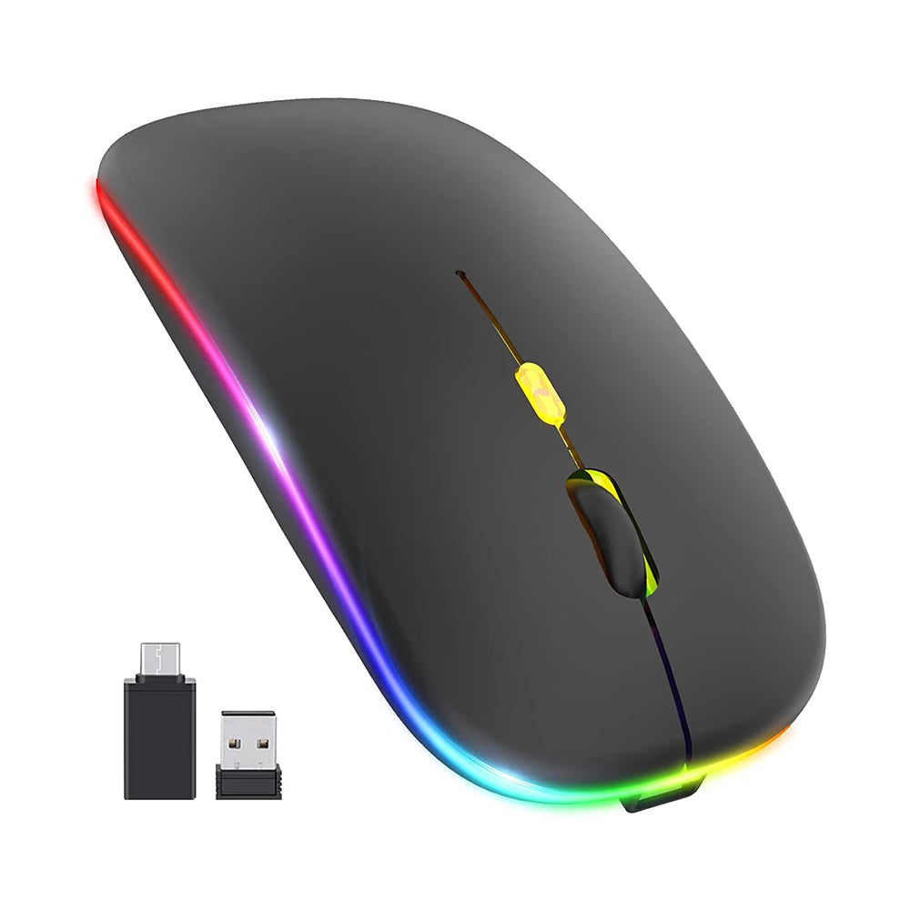 Draadloze Muis Techsuit M1, RGB, 1600DPI, BT / Wi-Fi, Zwart