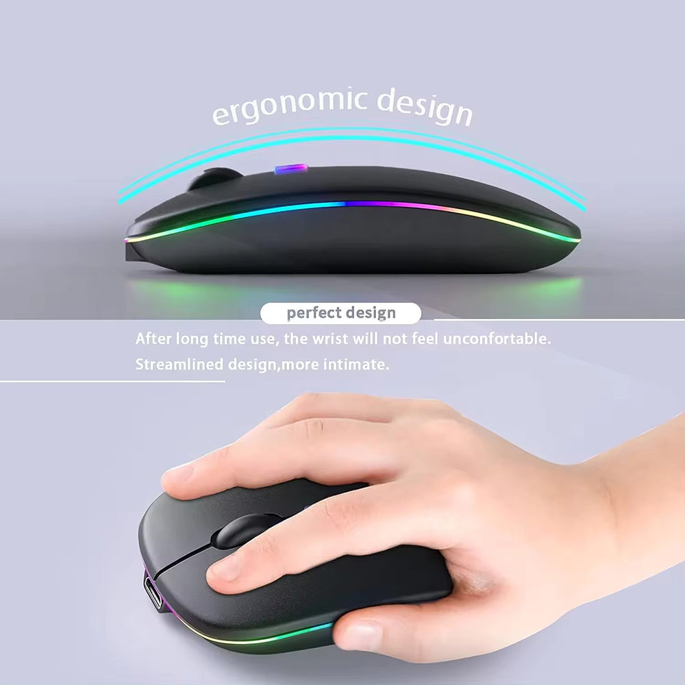 Draadloze Muis Techsuit M1, RGB, 1600DPI, BT / Wi-Fi, Zwart