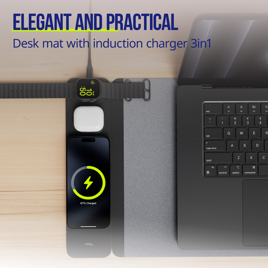 MousePad Allity. ALP-100 4in1 met Draadloos Opladen voor Telefoon / Horloge / Oordopjes, Zwart