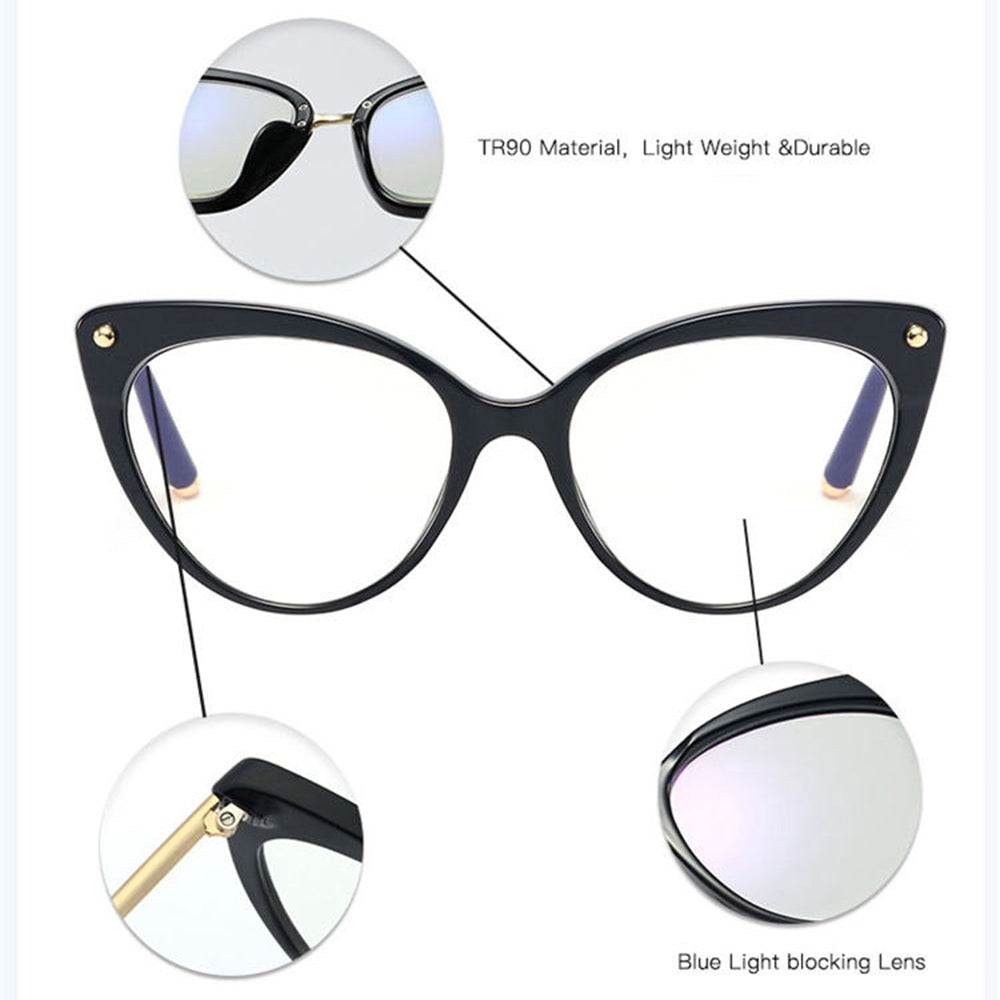 Dames Computerbril Techsuit F93308, Anti-Blauw Licht, Zwart Goudkleurig