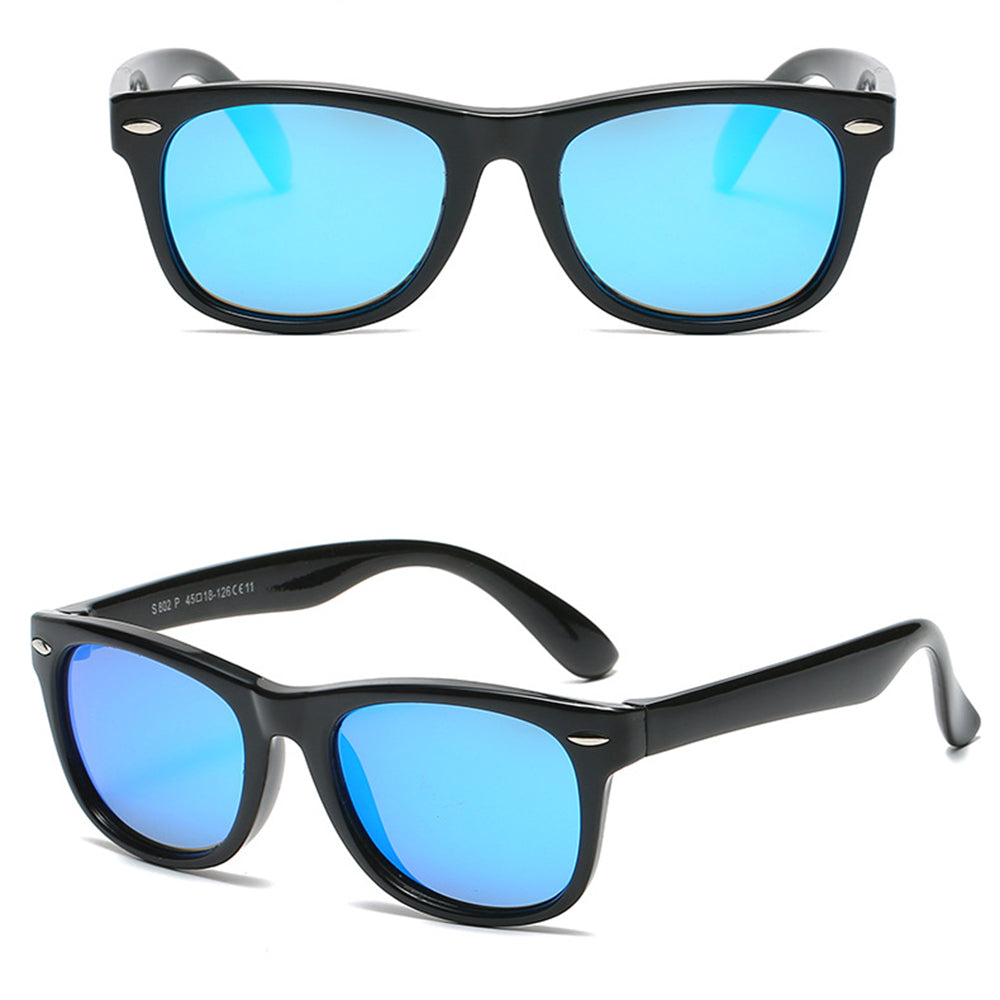 Techsuit D802 Kinderzonnebril, Gepolariseerd, UV-bescherming, Zwart Blauw