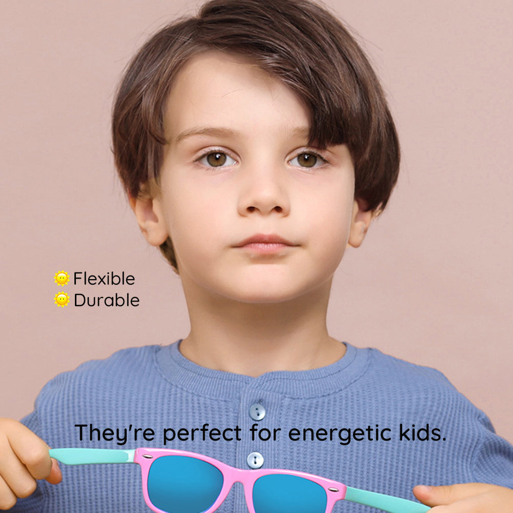 Techsuit D802 Kinderzonnebril, Gepolariseerd, UV-bescherming, Zwart Blauw
