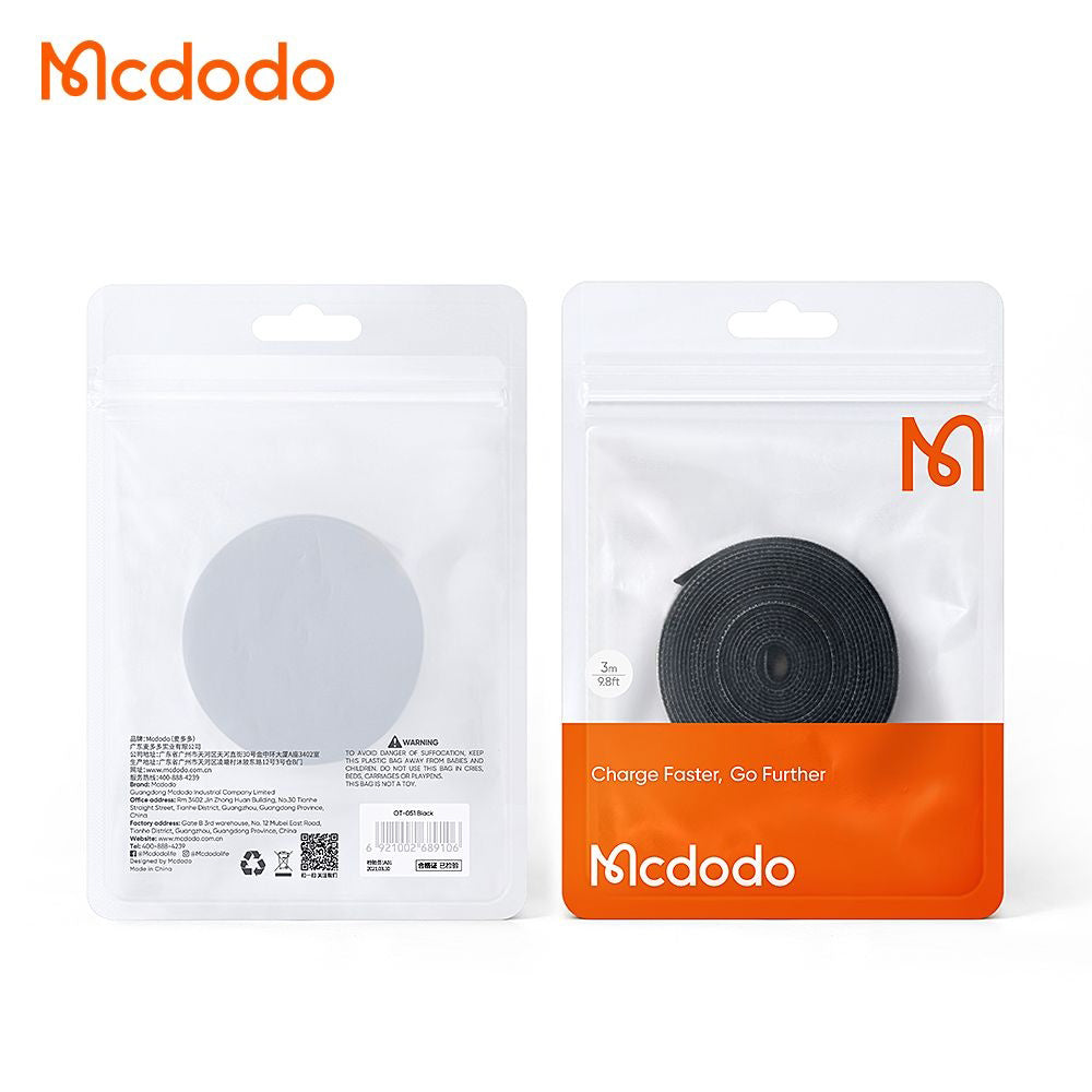 Kabelorganizer McDodo VS-0961 Belt, Velcro, 3m, Zwart