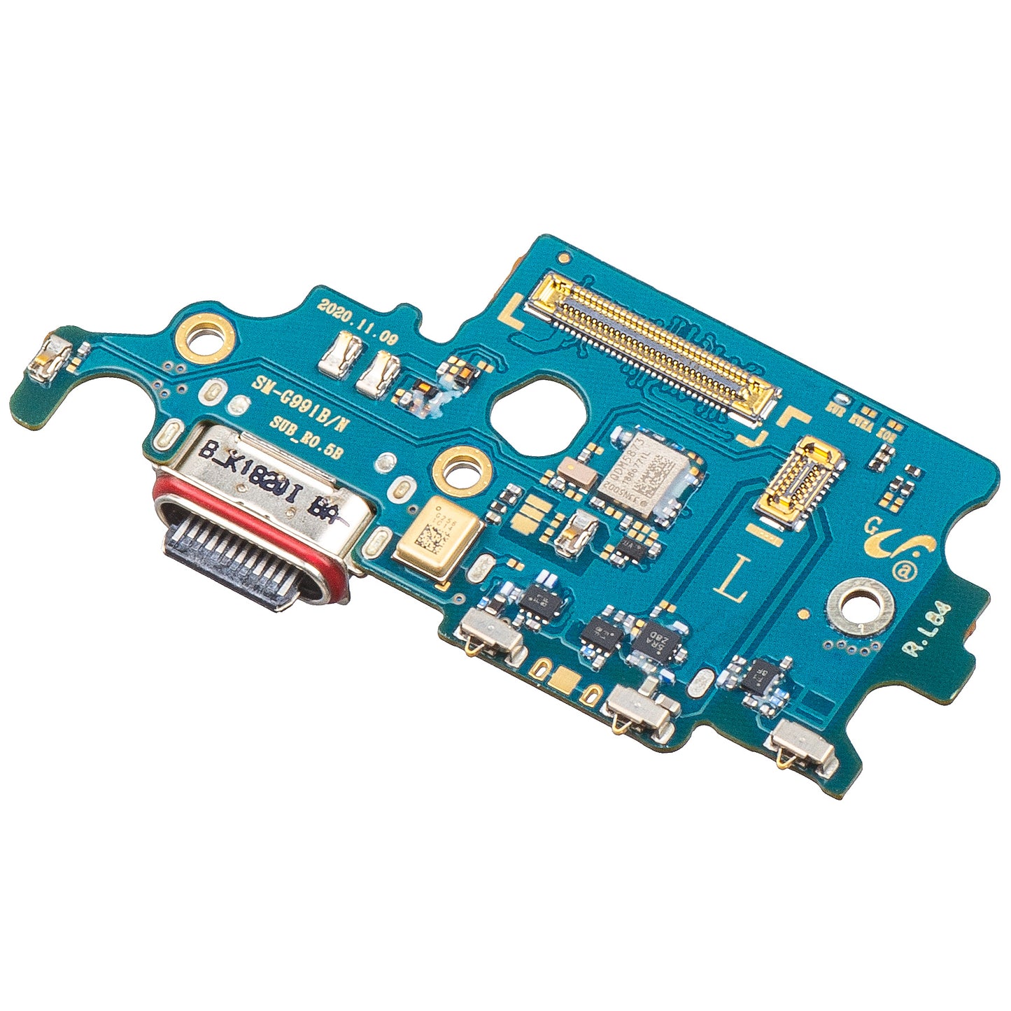 Laadconnector - Microfoon - SIM-lezer Module Samsung Galaxy S21 5G G991, Service Pack GH96-14033A