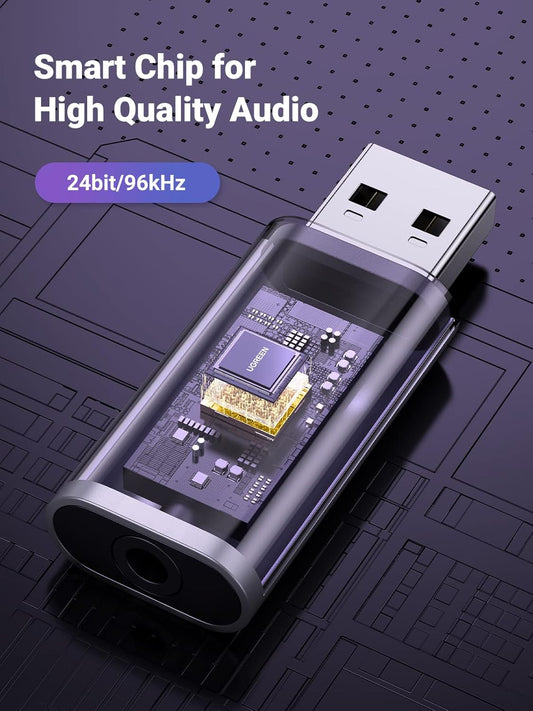 UGREEN CM383 USB geluidskaart, 1 x 3.5mm Jack, Grijs
