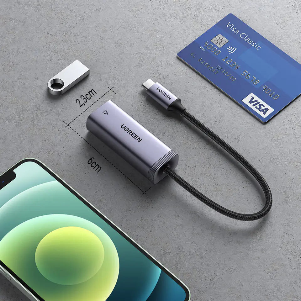 UGREEN CM483 Netwerkkaart, RJ45, USB-C, Gri