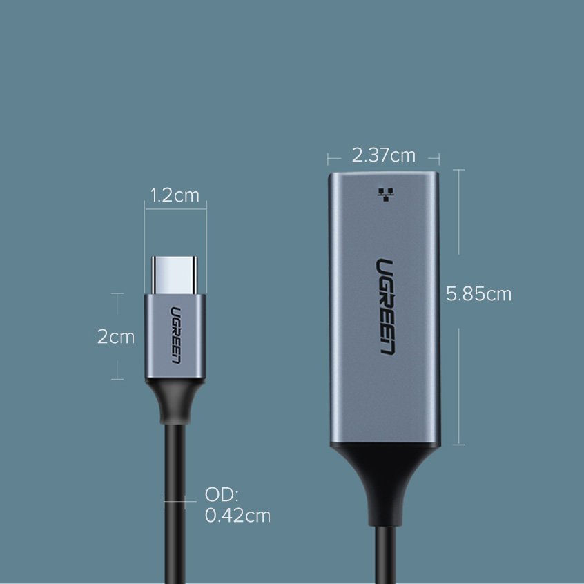 Netwerkkaart UGREEN CM199, RJ45, USB-C, Grijs