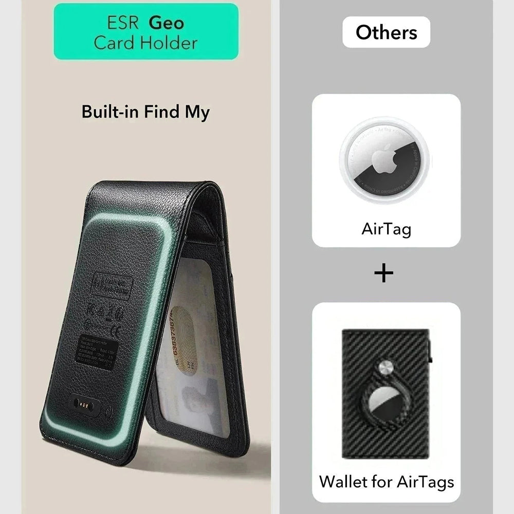 ESR Classic Geo-portemonnee met Find My-functie en RFID-bescherming, Zwart, Herverpakt