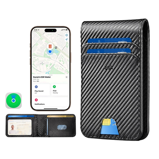 ESR Classic Geo Carbon portemonnee met Find My functie en RFID-bescherming, Zwart, Herverpakt