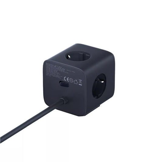 Baseus EnerFill FA11 verlengsnoer, 67W, 3.35A, 1 x USB-A - 2 x USB-C - 3 x Schuko, Zwart E00082100123-00