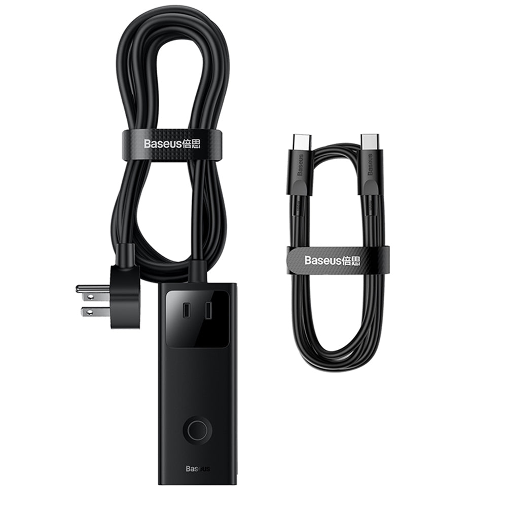 Baseus PowerCombo US verlengsnoer, 3 x Stopcontact, Zwart PSLA020101