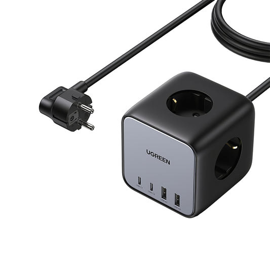 Netwerkoplader UGREEN CD268, 65W, 4.5A, 2 x USB-A - 2 x USB-C - 3 x Schuko, Grijs