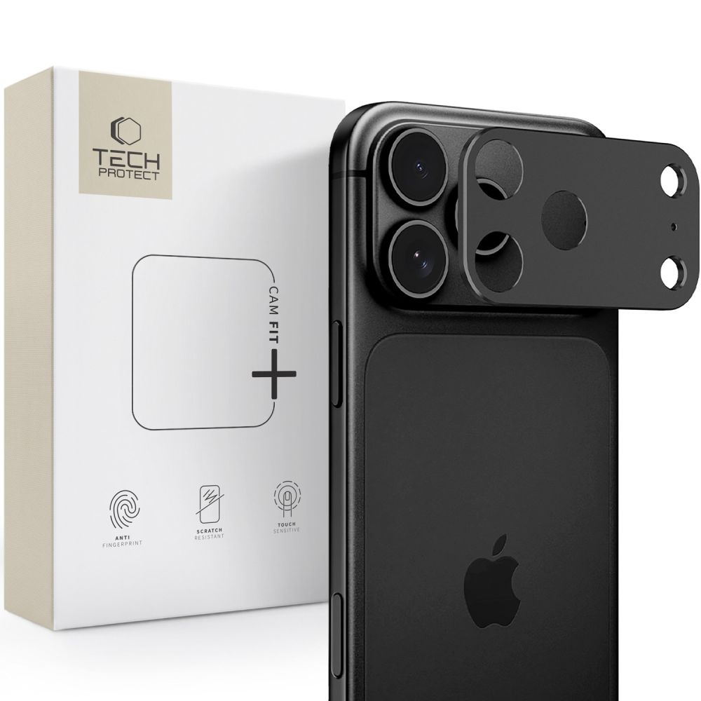 Tech-Protect Camalloy Fit+ Achtercamera Beschermrand voor Apple iPhone 18 Pro, Aluminium, Zwart