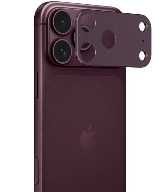 Tech-Protect Camalloy Fit+ beschermframe voor de achtercamera van Apple iPhone 18 Pro Max, aluminium, bordeauxrood