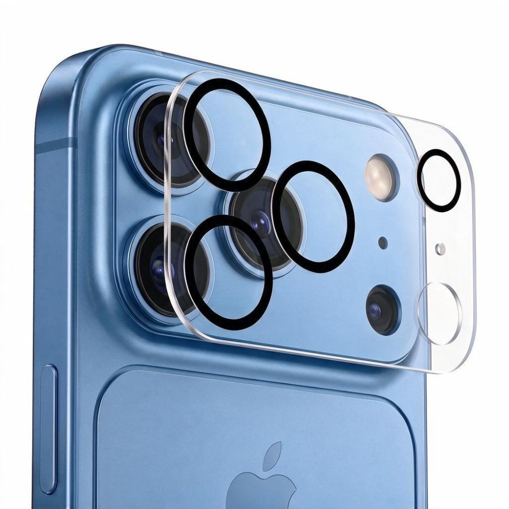 Tech-Protect Cam Fit+ Achtercamera Beschermrand voor Apple iPhone 18 Pro Max, Gehard Glas, Transparant