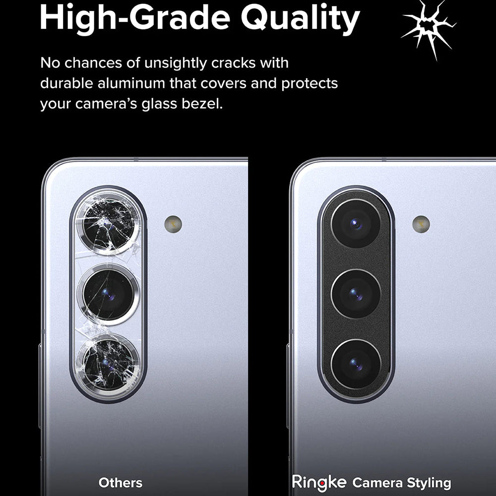 Ringke Styling Beschermingsframe Achtercamera voor Samsung Galaxy Z Fold5 F946, Aluminium, Zwart