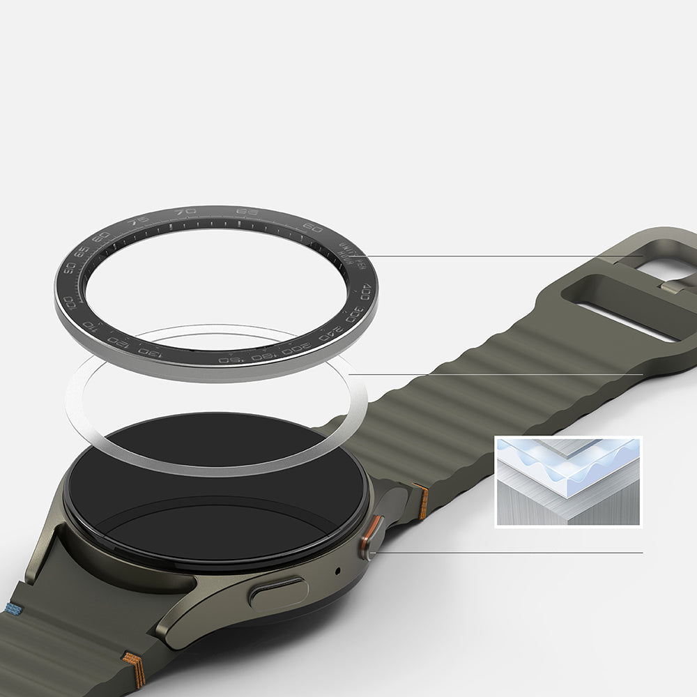 Ringke Premium Styling Beschermingsframe voor Samsung Galaxy Watch7 40mm, Model 1, Zwart