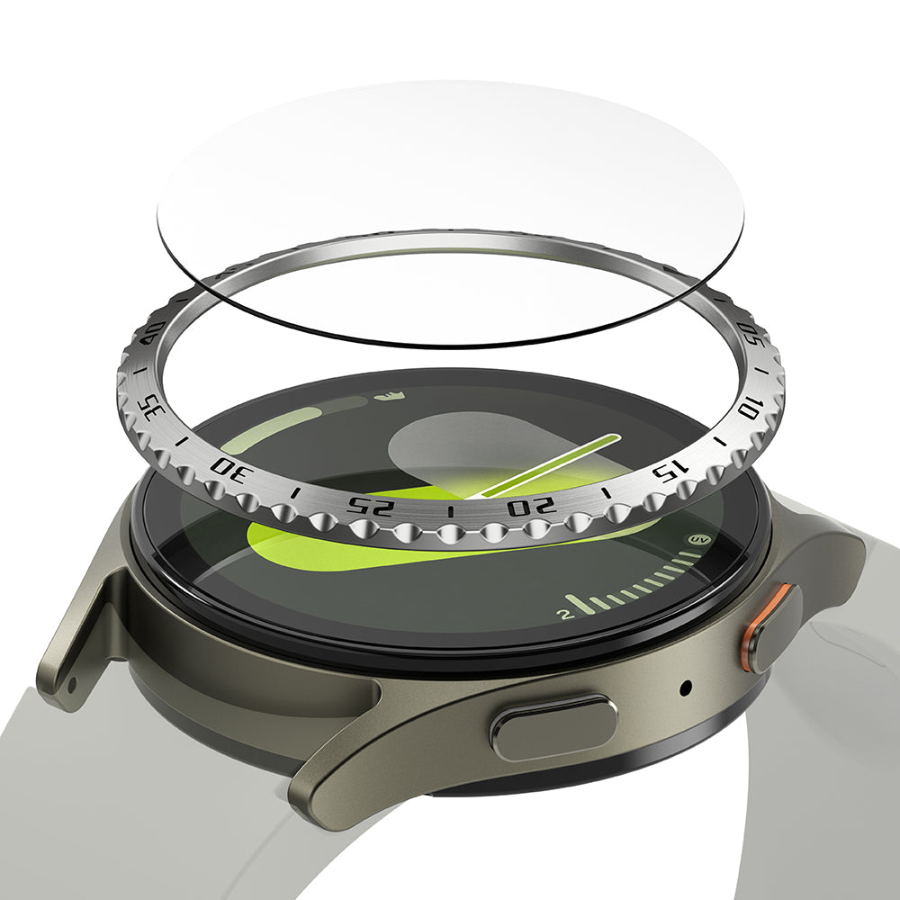 Ringke Styling Beschermingsframe voor Samsung Galaxy Watch7 40mm, Model 5, Zilverkleurig