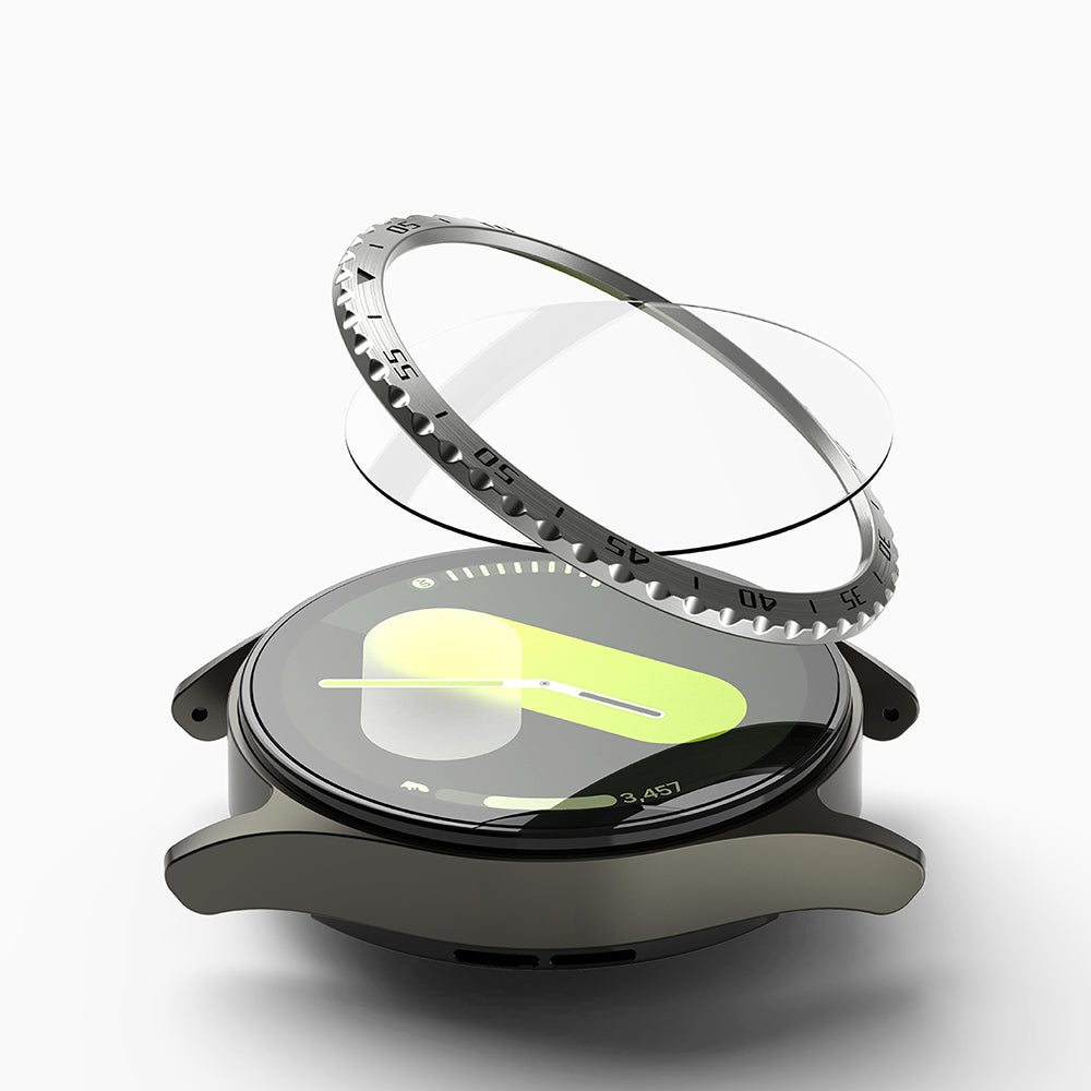 Ringke Styling Beschermingsframe voor Samsung Galaxy Watch7 40mm, Model 5, Zilverkleurig