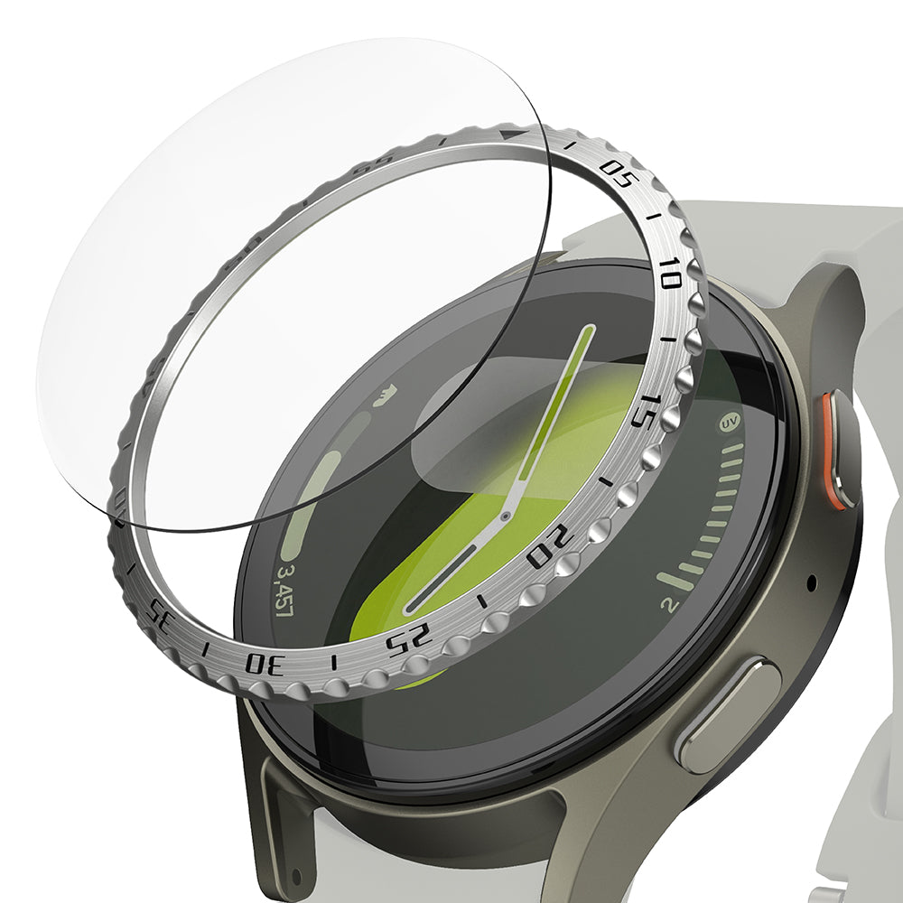 Ringke Styling Beschermingsframe voor Samsung Galaxy Watch7 44mm, Model 5, Zilverkleurig
