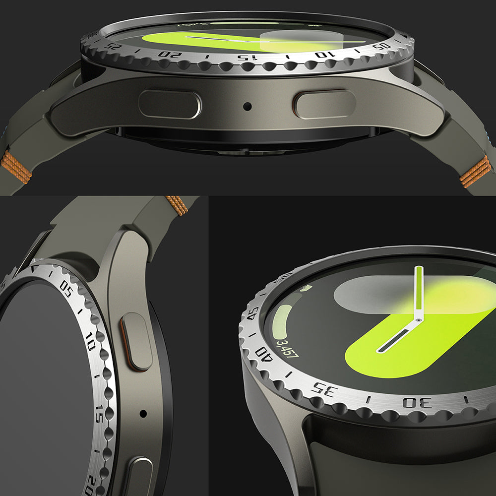 Ringke Styling Beschermingsframe voor Samsung Galaxy Watch7 44mm, Model 5, Zilverkleurig