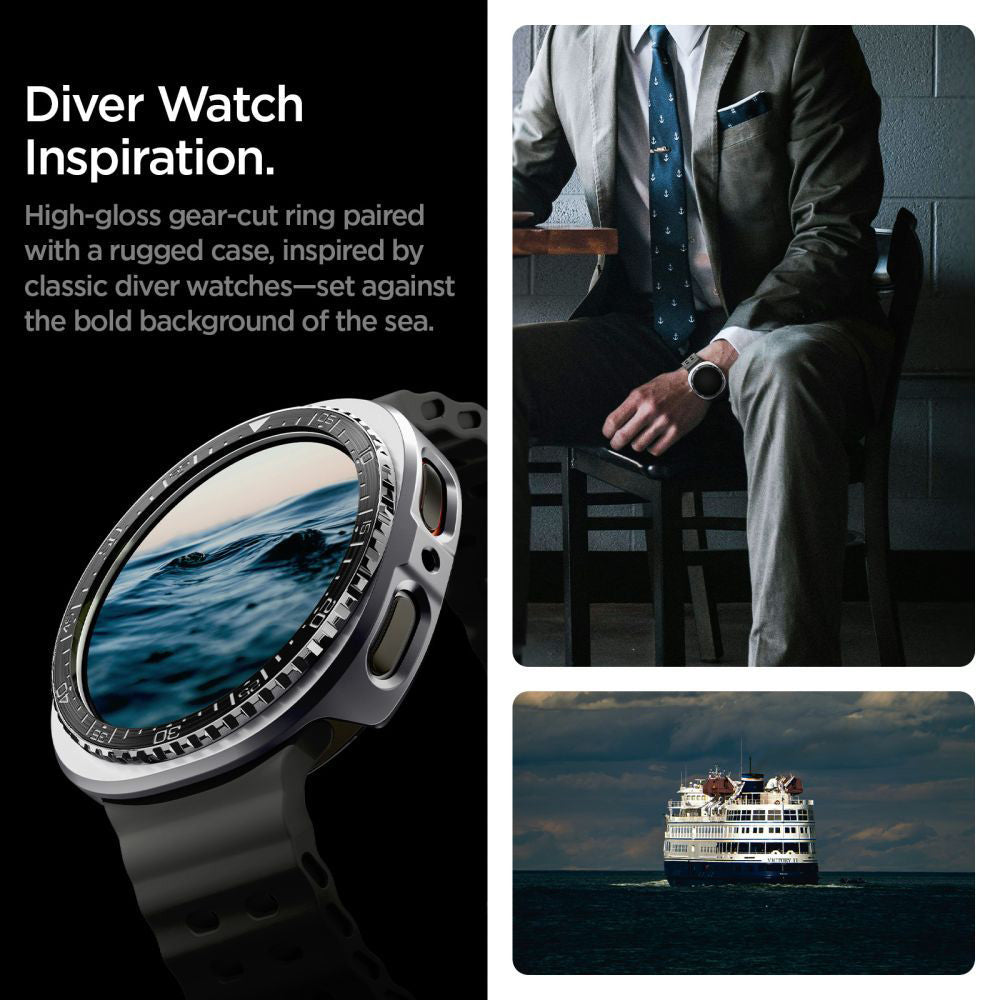 Spigen Tune Pro Diver Beschermingsframe voor Samsung Galaxy Watch8 44mm, Zwart