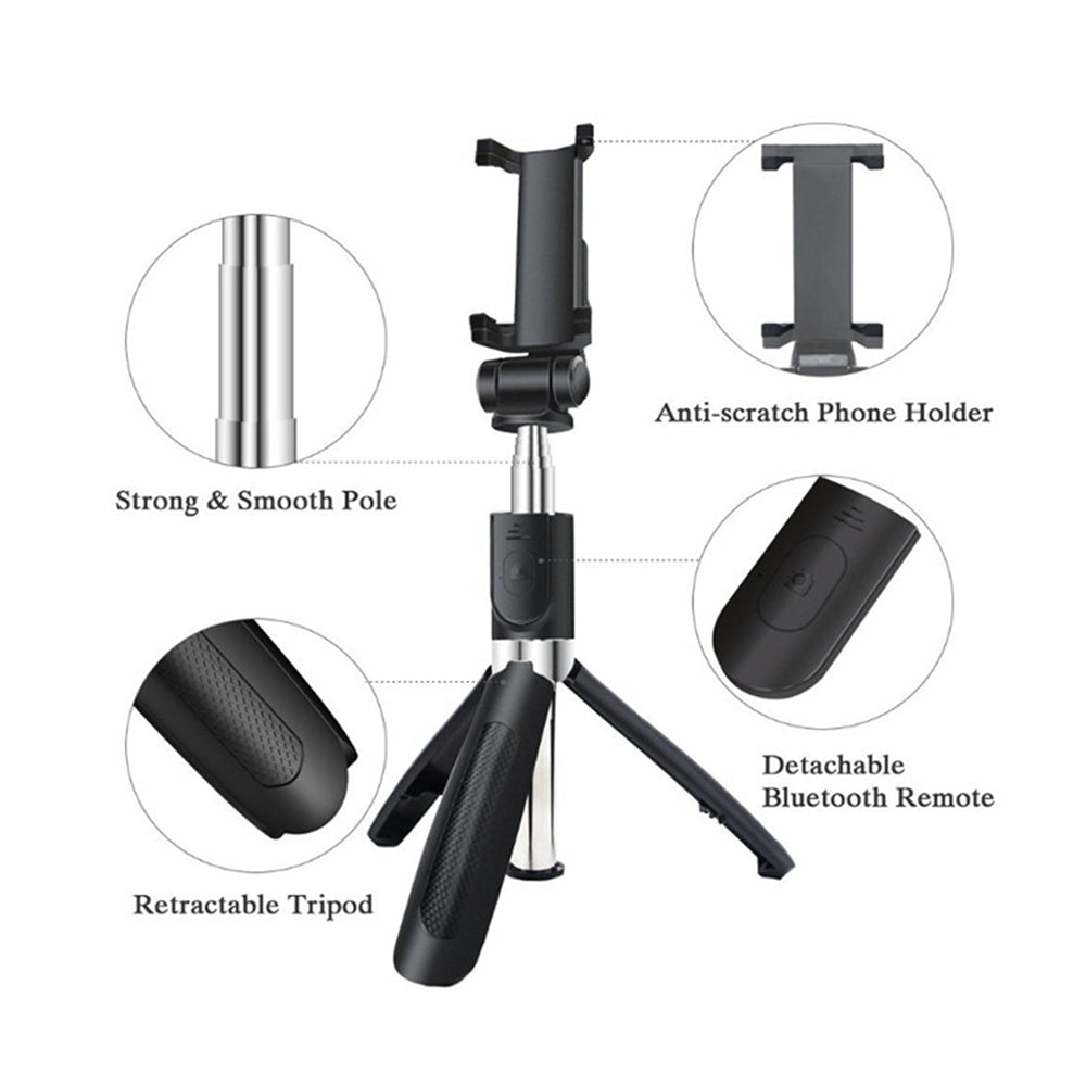 Selfie Stick Bluetooth Techsuit L01s, Universal, Black