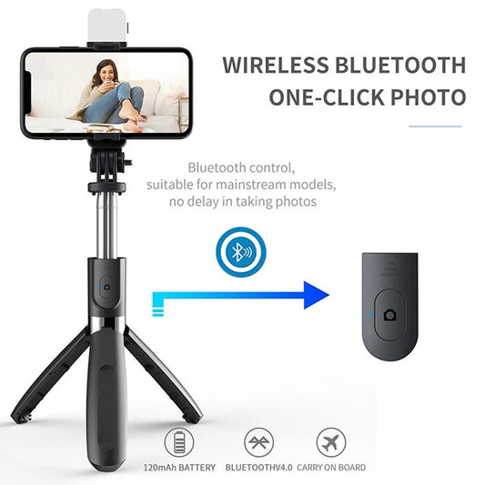 Selfie Stick Bluetooth Techsuit L02s, Universal, Black