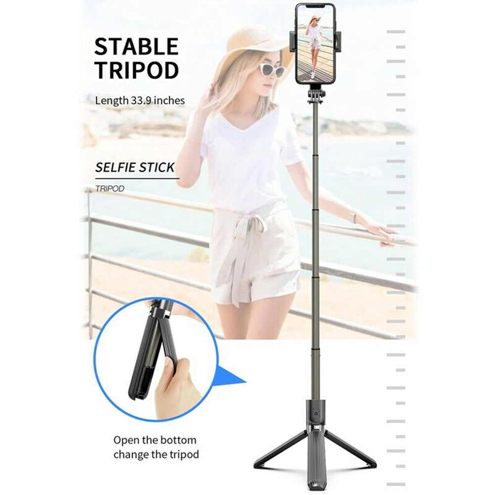 Selfie Stick Bluetooth Techsuit L08, Universeel, Zwart