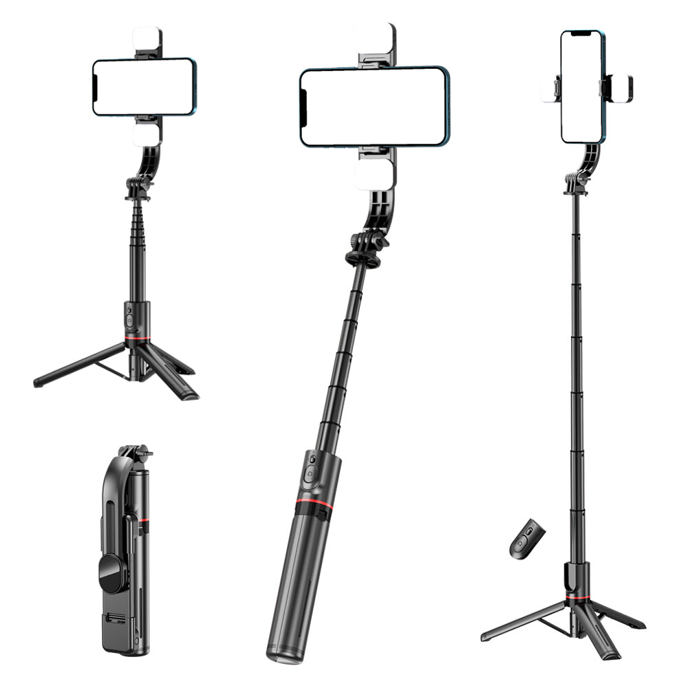 Selfie Stick Bluetooth Techsuit L12D, Universeel, Zwart