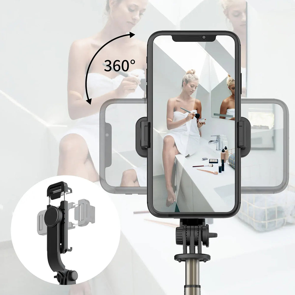 Selfie Stick Bluetooth Techsuit Q03, Universeel, Zwart