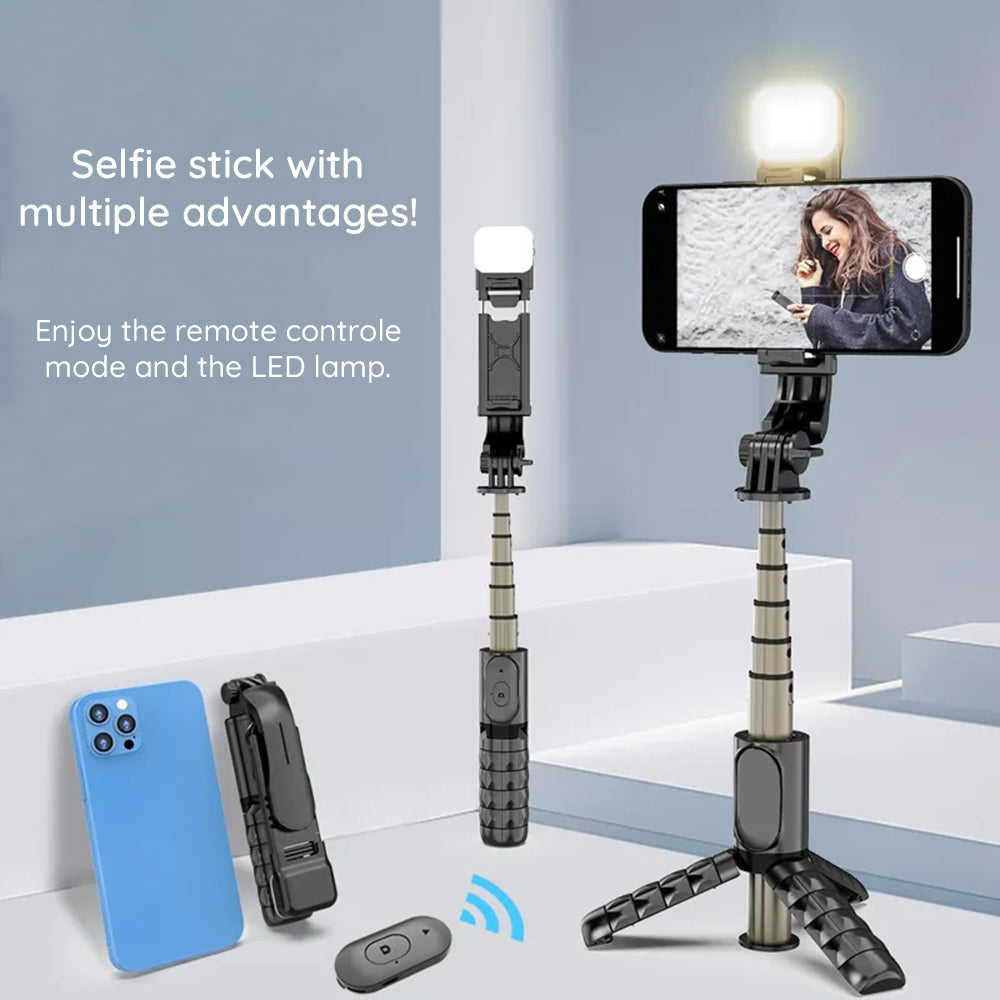 Selfie Stick Bluetooth Techsuit Q10s, Universeel, Zwart