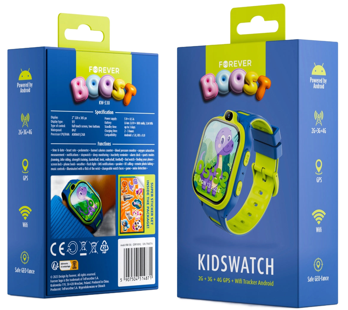 Smartwatch Forever Kids Boost KW-530 Call, Blauw