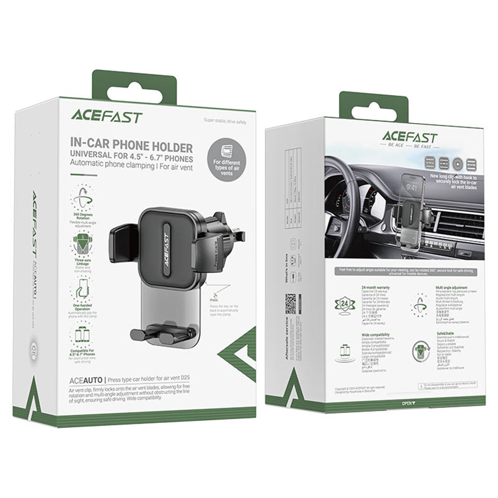Autohouder Acefast D25, 4.5inch - 6.7inch, Zwart