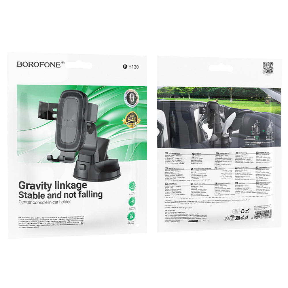 Autohouder Borofone BH130 Follower Gravity, 6.1inch - 7inch, Zwart