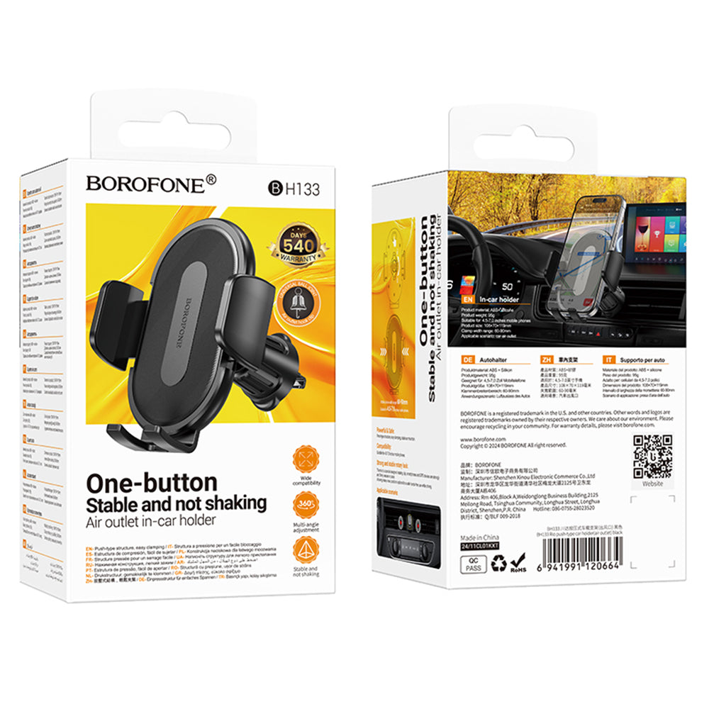 Autohouder Borofone BH133 Rio, 4.5inch - 7inch, Zwart