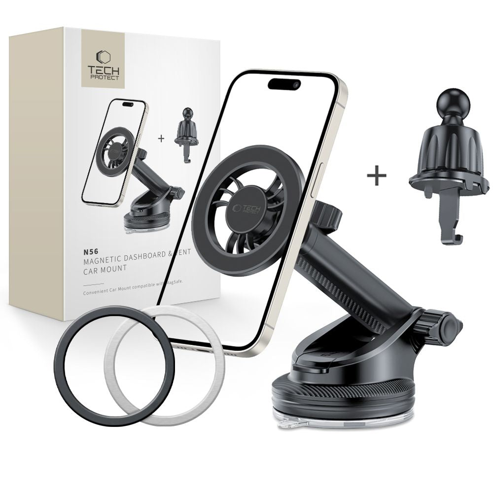Magnetische Autohouder Tech-Protect N56 2in1, Universeel, Zwart