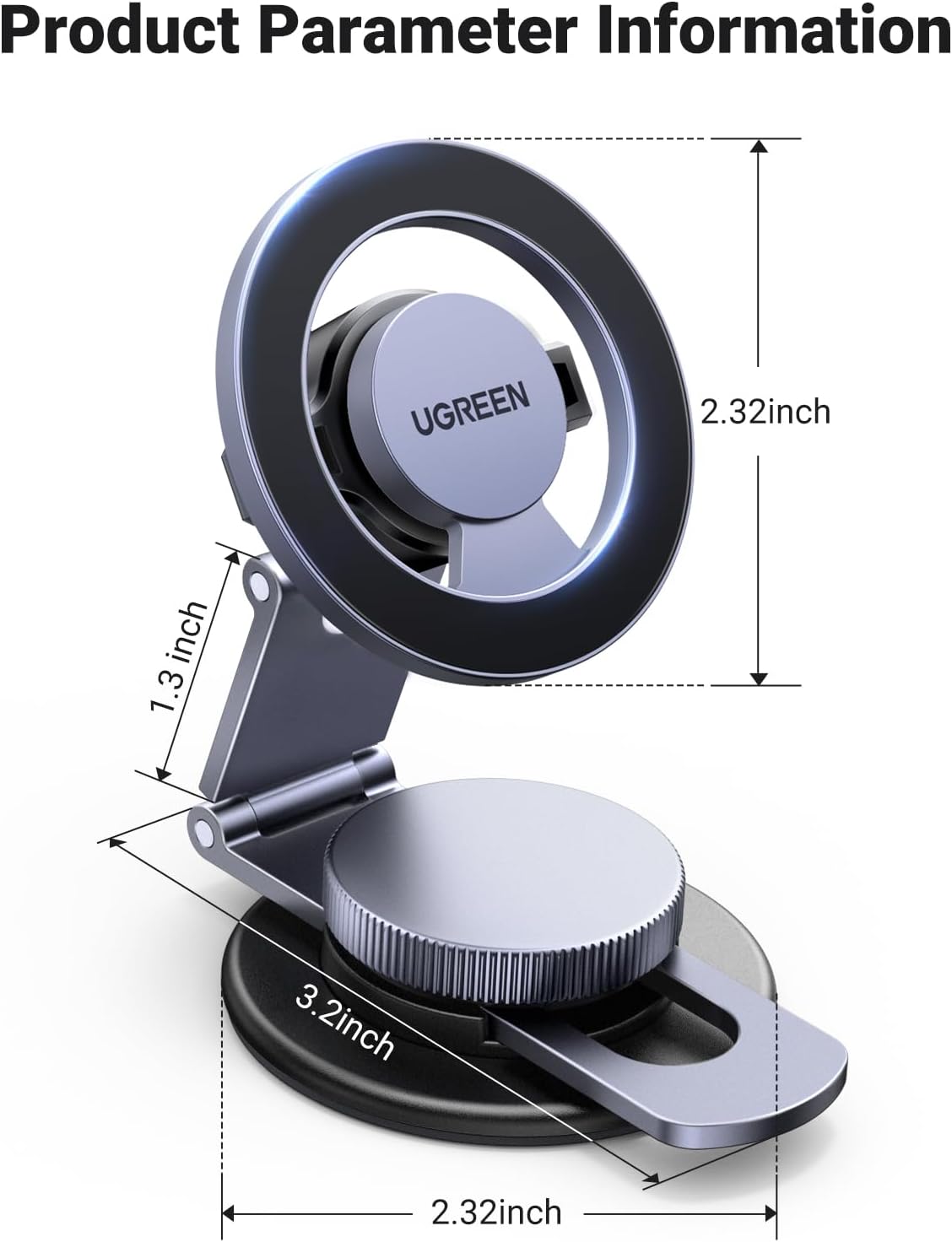 Magnetische Autohouder UGREEN LP865, Universeel, Zwart