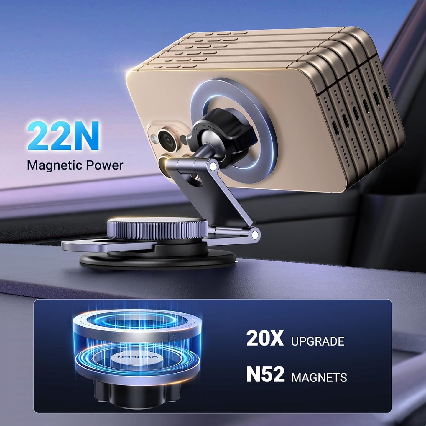 Magnetische Autohouder UGREEN LP865, Universeel, Zwart