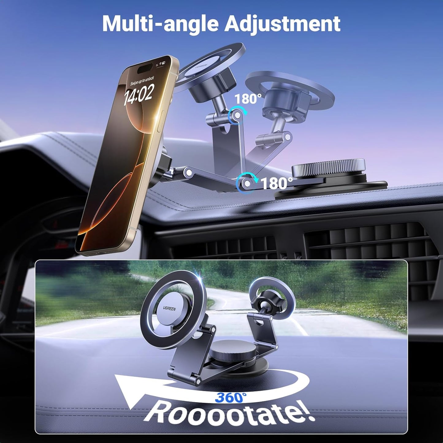 Magnetische Autohouder UGREEN LP865, Universeel, Zwart