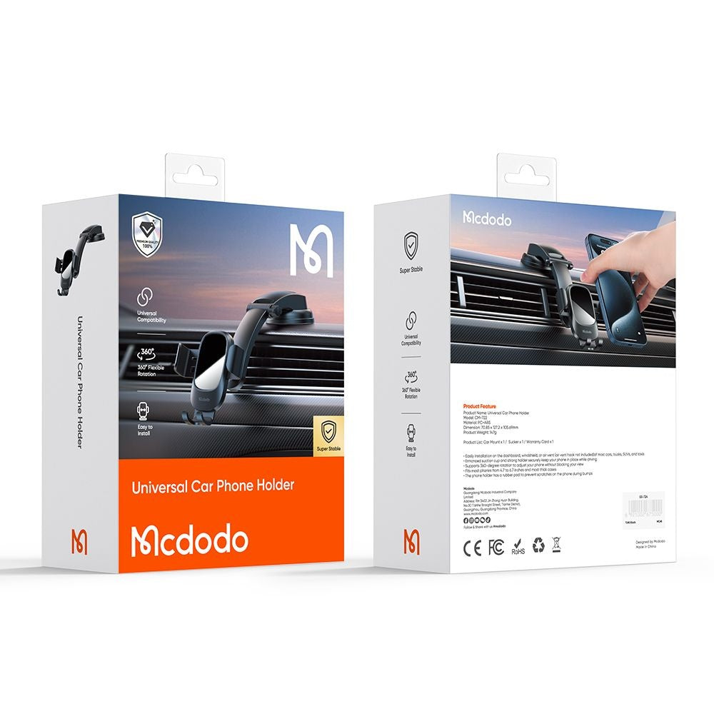 Autohouder McDodo CM-7220, 4.7inch - 6.7inch, Zwart