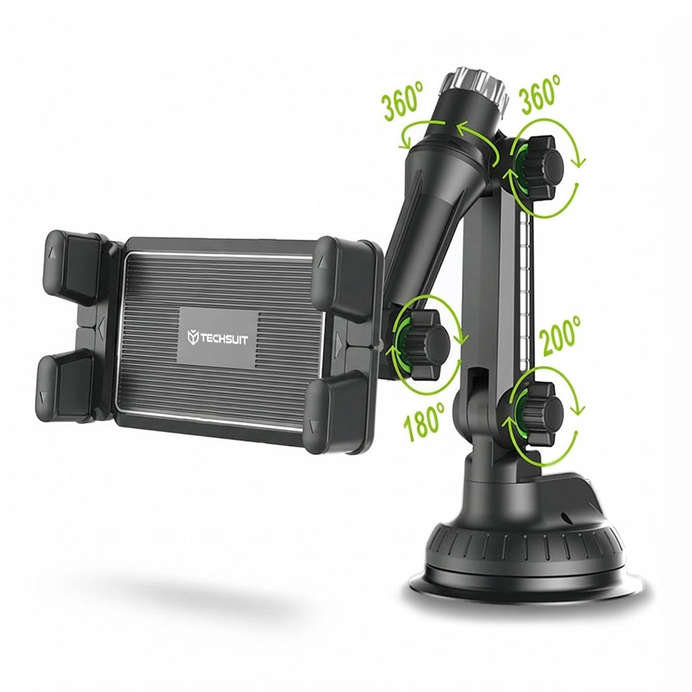 Autohouder Techsuit ST1 voor Telefoon / Tablet, 4.7inch - 12.9inch, Zwart