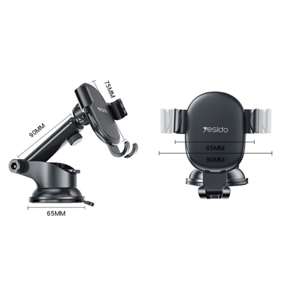 Autohouder Yesido C120, 4inch - 6.5inch, Zwart