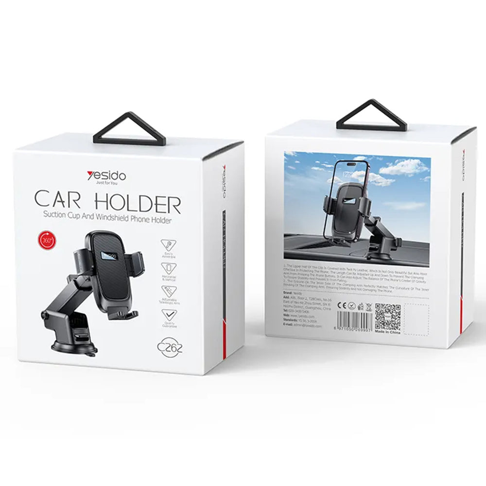 Autohouder Yesido C262, 4.7inch - 7.2inch, Zwart