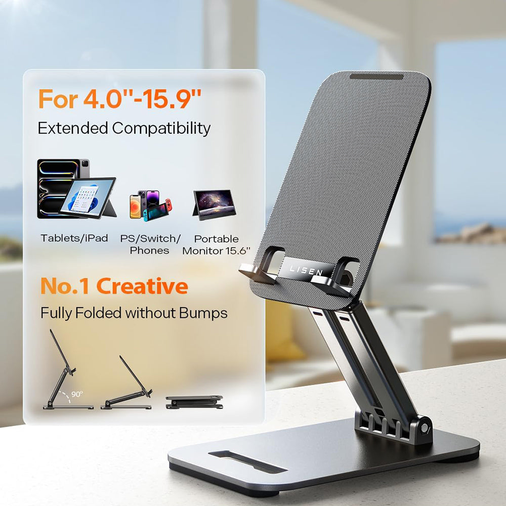 Lisen Bureaustandaard voor Telefoon / Tablet, 4inch - 15.9inch, Zwart YL0424080007