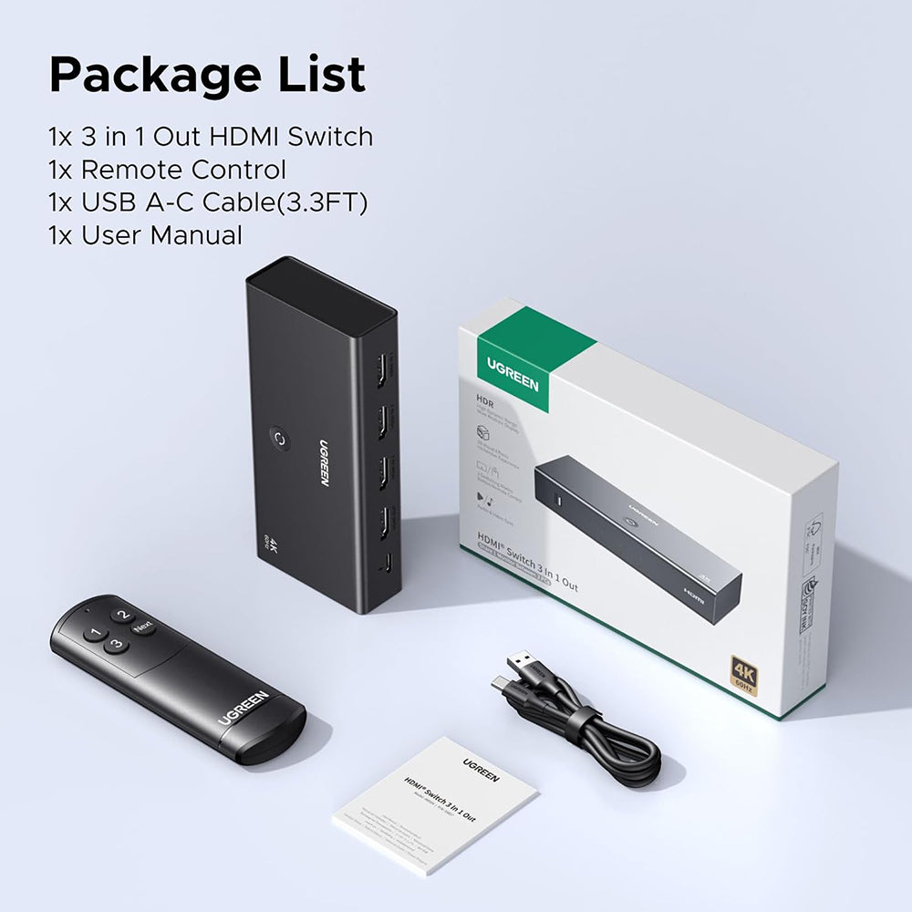 HDMI Video Switch UGREEN AW504 (55857), Zwart