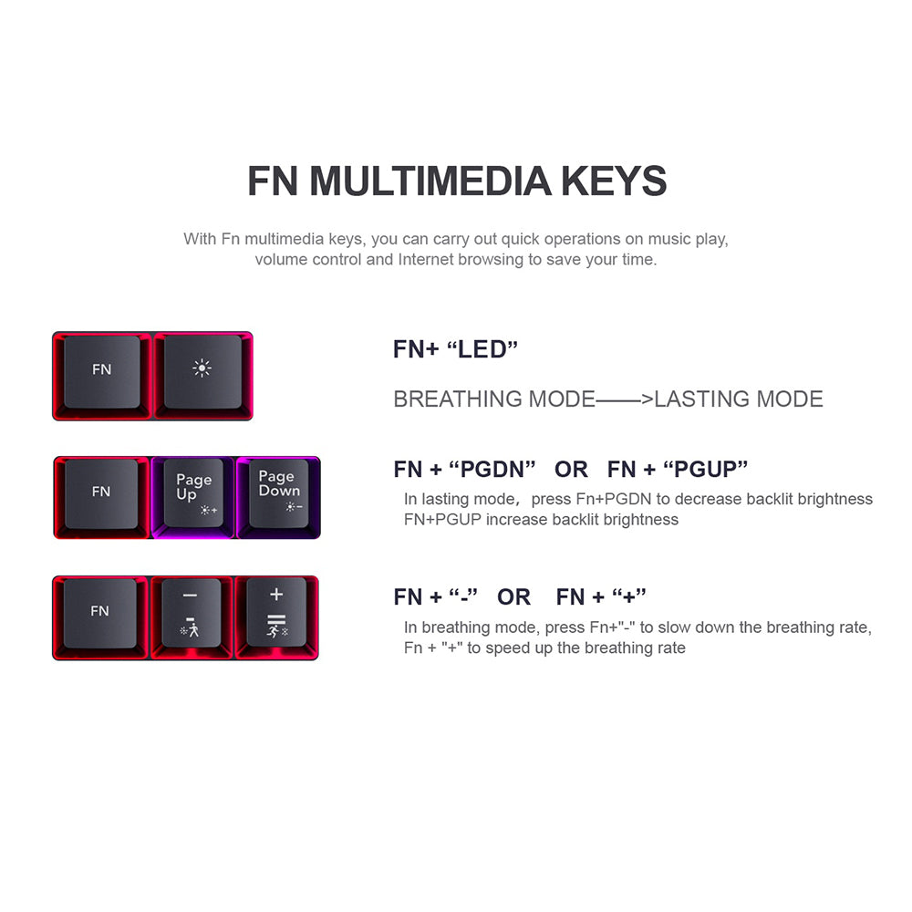 Gaming Toetsenbord Wired USB HAVIT KB866L, RGB, 1.4m, Zwart Rood