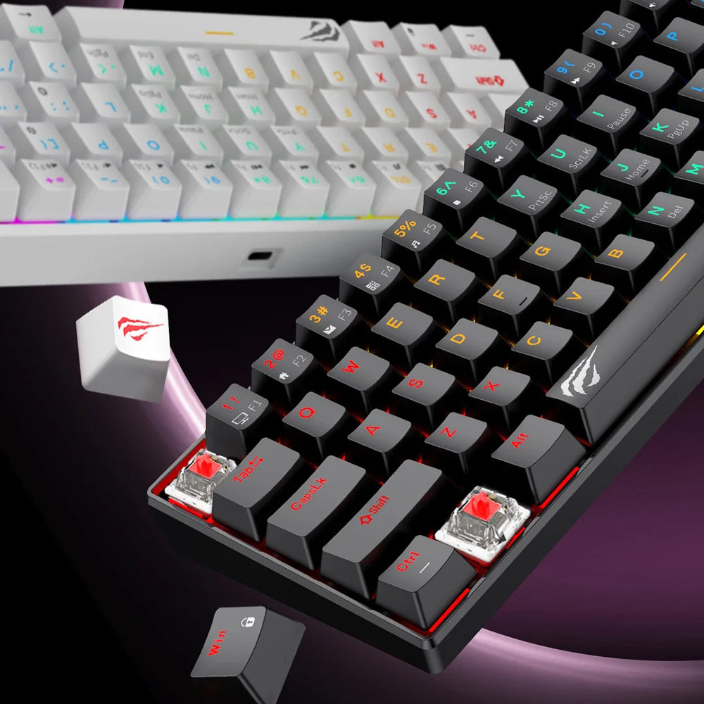Gaming Toetsenbord Bedraad USB HAVIT KB903L, RGB, 1.8m, Transparant Wit